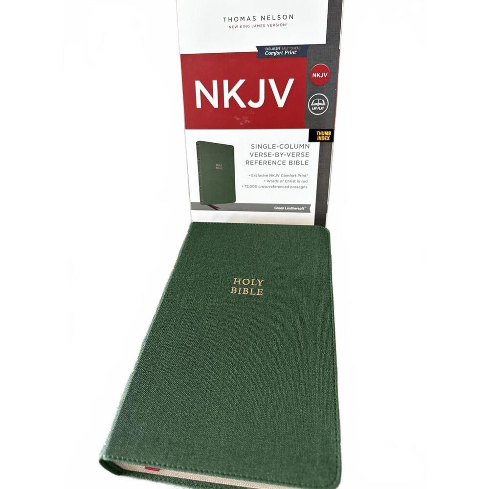 Thomas Nelson NKJV Single-Column Verse-by-Verse Reference Bible Green Leatherso